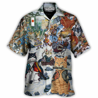 Samurai Cats - A Small Measure of Peace - Hawaiian Shirt - Owl Ohh for men and women, kids - Owl Ohh