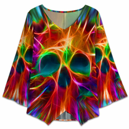 Skull Rainbow Color Love Style - V-neck T-shirt - Owl Ohh - Owl Ohh