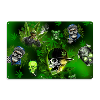 Skull Let's Get High Green - Metal Sign - Owl Ohh - Owl Ohh
