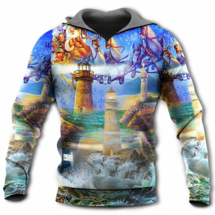 Lighthouse Christmas Santa Shine Like A Lighthouse - Hoodie - Owl Ohh - Owl Ohh