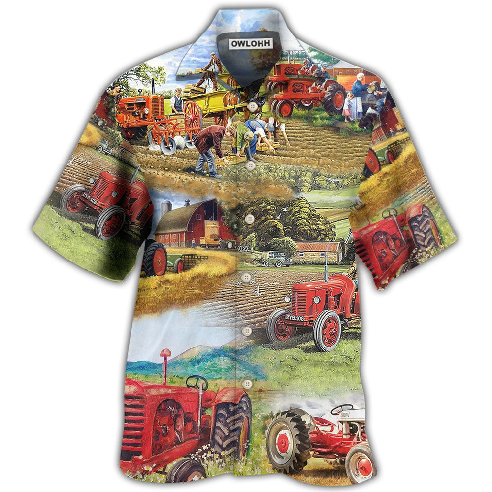 Tractor Farm Tractor Painting Art - Hawaiian Shirt - Owl Ohh - Owl Ohh
