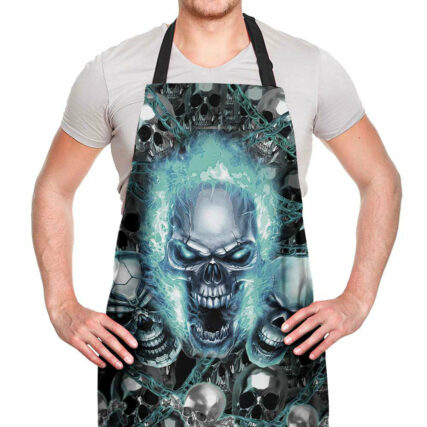 Skull Blue Flame Screaming - Adjustable Apron - Owl Ohh - Owl Ohh