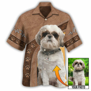 Dog Paw Brown Style Classic Custom Photo Personalized - Hawaiian Shirt - Owl Ohh - Owl Ohh