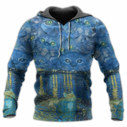 Cat Starry Night Art - Hoodie - Owl Ohh - Owl Ohh