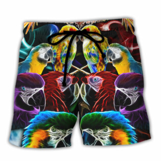 Parrot Wild Animal Neon Colorful - Beach Short - Owl Ohh - Owl Ohh