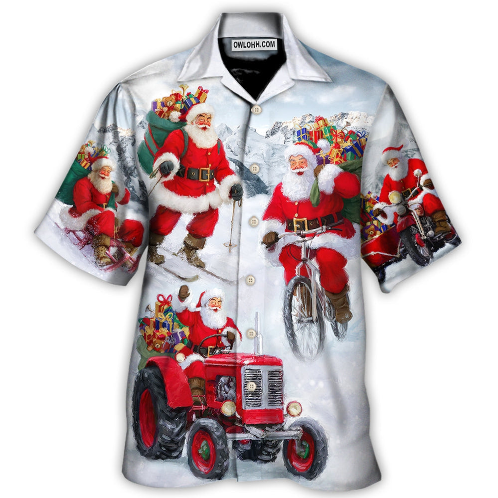 Christmas Having Fun With Santa Claus Gift For Xmas - Hawaiian Shirt - Owl Ohh for men and women, kids - Owl Ohh