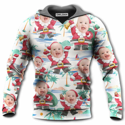 Christmas Santa Summer Beach Custom Photo - Hoodie - Owl Ohh - Owl Ohh