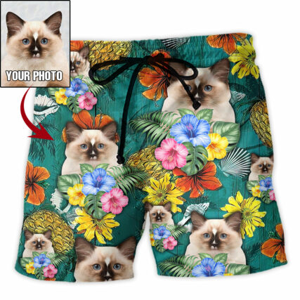 Cat Tropical Various Style Custom Photo - Beach Short - Owl Ohh - Owl Ohh