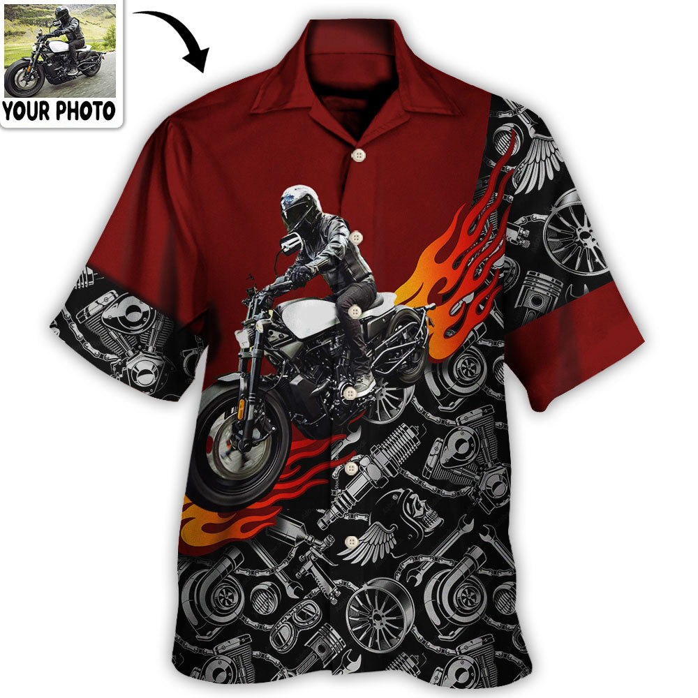 Motorcycle Biker Flame Custom Photo - Hawaiian Shirt - Owl Ohh - Owl Ohh