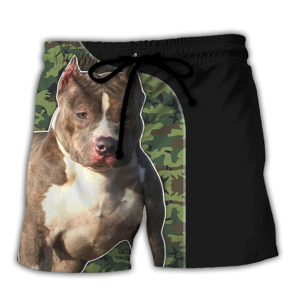 Pitbull Camo Best Dog Dad Personalized - Beach Short - Owl Ohh - Owl Ohh