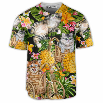 Cat So Funny In The Pineapple Tropical - Baseball Jersey - Owl Ohh - Owl Ohh