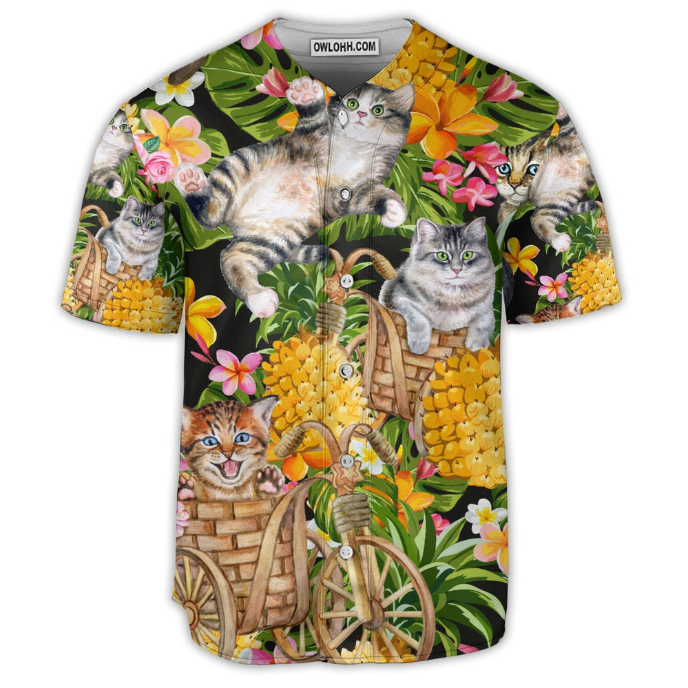 Cat So Funny In The Pineapple Tropical - Baseball Jersey - Owl Ohh - Owl Ohh