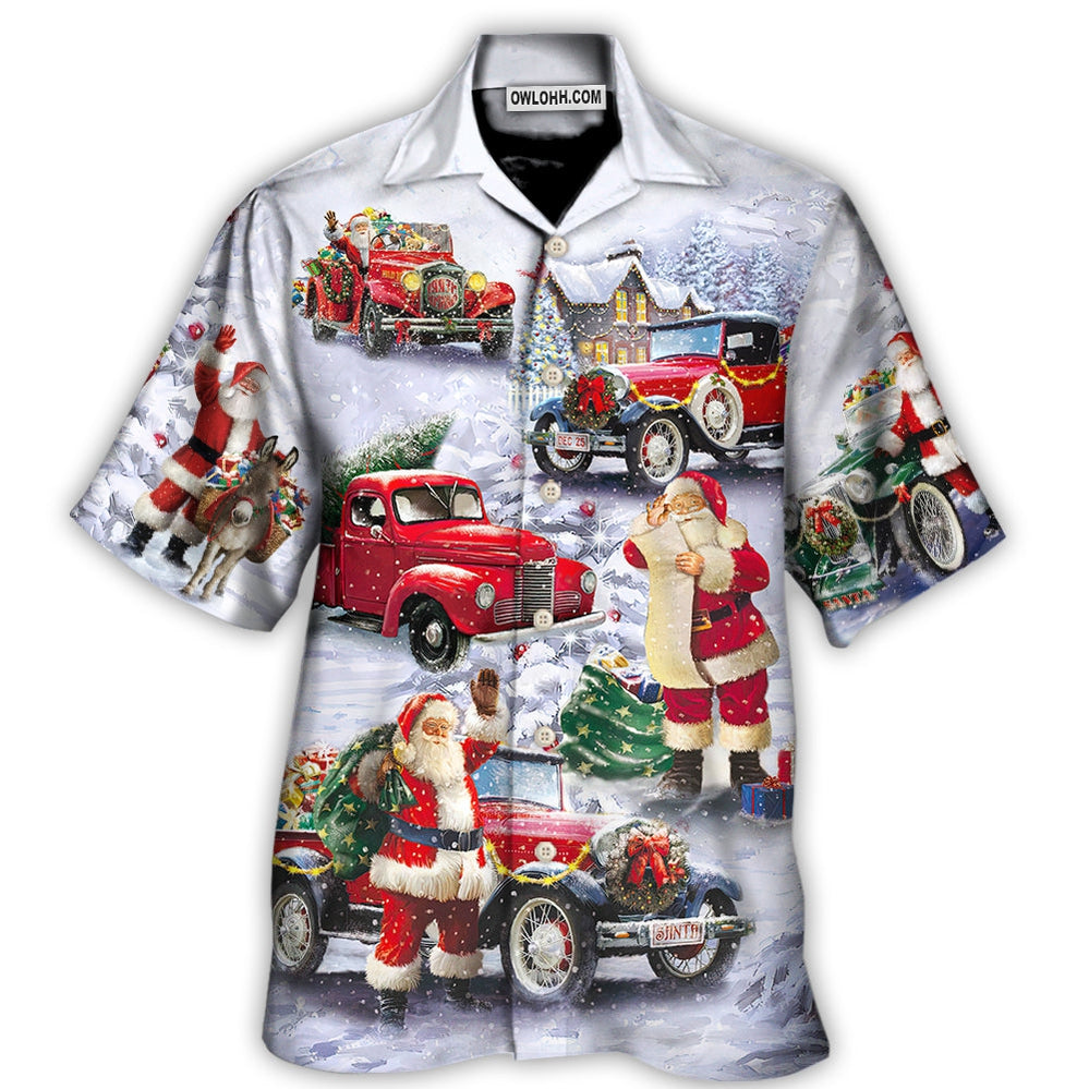 Christmas Santa Claus Funny Red Truck Gift For Xmas Painting Style - Hawaiian Shirt - Owl Ohh - Owl Ohh