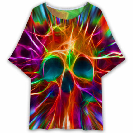 Skull Rainbow Color Love Style - Women's T-shirt With Bat Sleeve - Owl Ohh - Owl Ohh