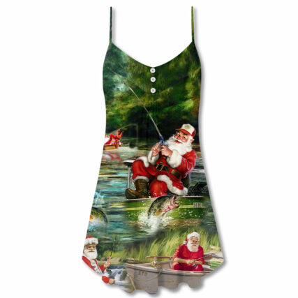 Christmas Merry Fishmasand A Happy New Reel - V-neck Sleeveless Cami Dress - Owl Ohh - Owl Ohh