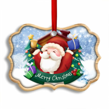 Christmas Santa Snowman Merry Christmas - Horizonal Ornament - Owl Ohh - Owl Ohh