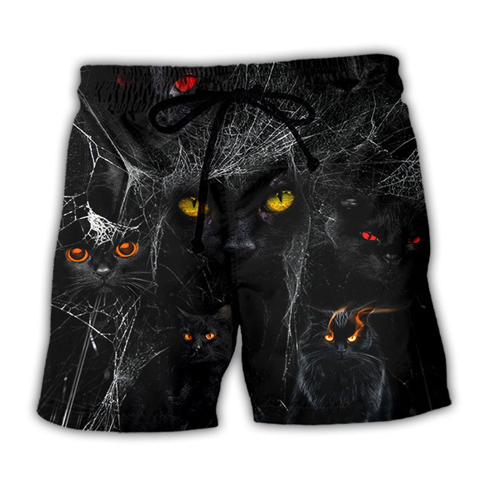 Halloween Black Cat In The Dark - Beach Short - Owl Ohh - Owl Ohh