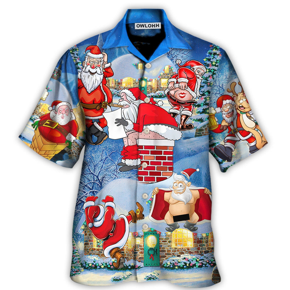 Christmas Rebellious Santa Claus Drunk Beer Troll Xmas Funny - Hawaiian Shirt - Owl Ohh - Owl Ohh