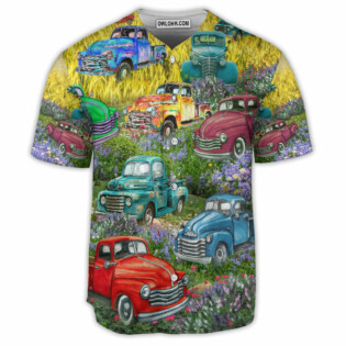 Truck Car Pickup Trucks This Is How I Roll In Flower Field - Baseball Jersey - Owl Ohh - Owl Ohh