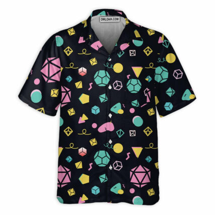 DnD Dice Neon Color Pattern - Hawaiian Shirt - Owl Ohh - Owl Ohh