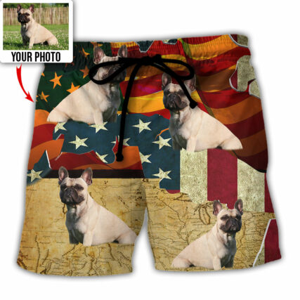 French Bulldog America Sunset Custom Photo - Beach Short - Owl Ohh - Owl Ohh