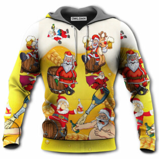 Christmas Santa Claus Drunk Beer Funny Troll Xmas - Hoodie - Owl Ohh - Owl Ohh