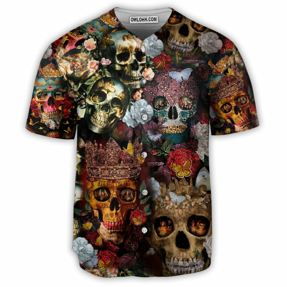 Skull Queen Love Flowers - Baseball Jersey - Owl Ohh - Owl Ohh