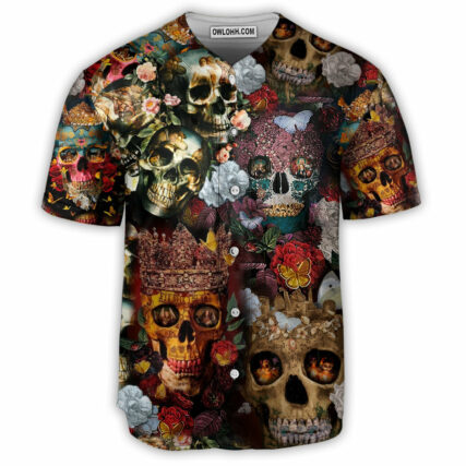Skull Queen Love Flowers - Baseball Jersey - Owl Ohh - Owl Ohh