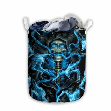 Skull Black Ground Thunder - Laundry Basket - Owl Ohh - Owl Ohh