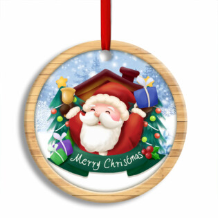 Christmas Santa Snowman Merry Christmas Custom Photo Personalized - Circle Ornament - Owl Ohh - Owl Ohh