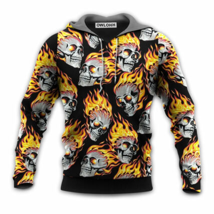 Skull Cool On Fire - Hoodie - Owl Ohh - Owl Ohh