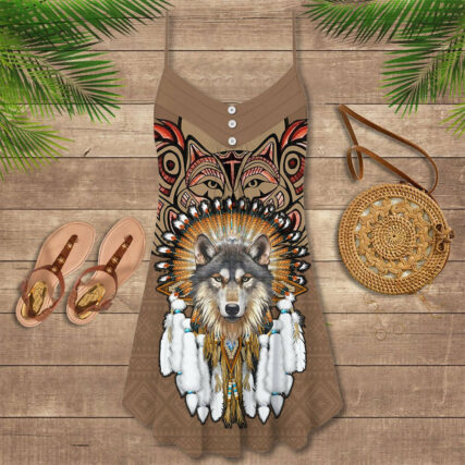 Native Wolf Peaceful Vibes Amazing - Summer Dress - Owl Ohh-Owl Ohh