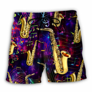 Saxophone Music Neon Art - Beach Short - Owl Ohh - Owl Ohh