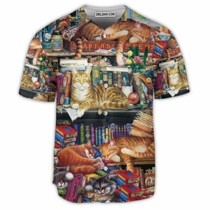Book Happiness Is A Good Book And A Cat Sleeping - Baseball Jersey - Owl Ohh - Owl Ohh