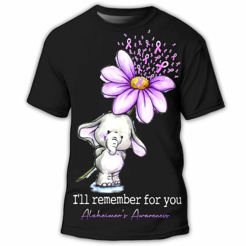 Alzheimer's Awareness I'll Remember For You - Round Neck T- shirt - Owl Ohh - Owl Ohh