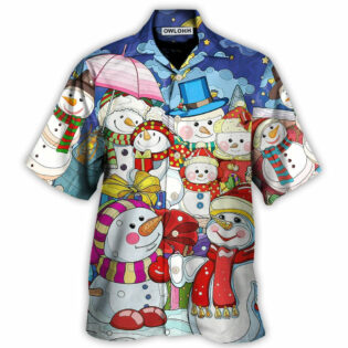 Christmas Snowman Merry Xmas And Happy New Year Art Style - Hawaiian Shirt - Owl Ohh for men and women, kids - Owl Ohh