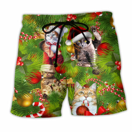 Christmas Cat It's Lazy Day - Beach Short - Owl Ohh - Owl Ohh