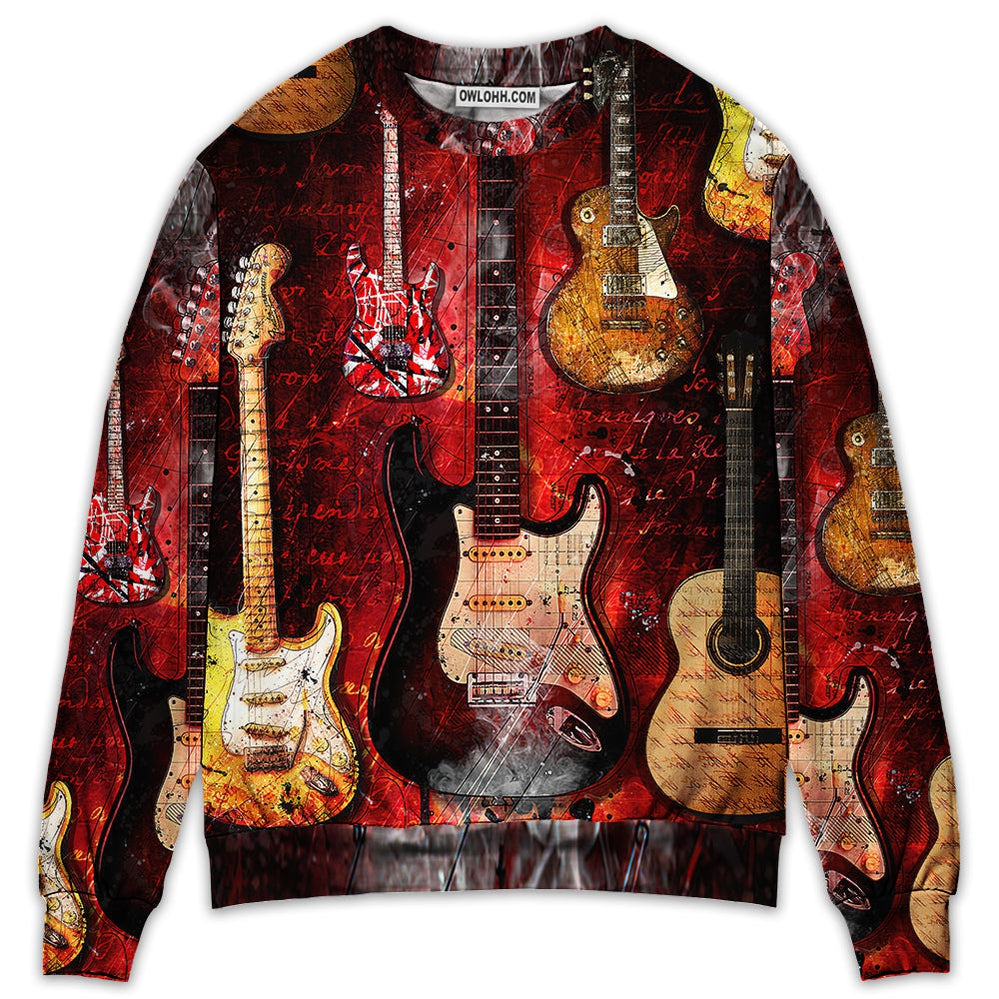 Halloween Guitar Abstract Guitar Art Style - Sweater - Ugly Christmas Sweaters - Owl Ohh - Owl Ohh