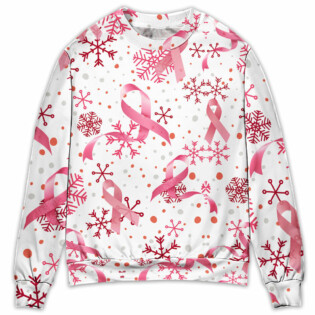 Breast Cancer Pink Ribbon Merry Christmas - Sweater - Ugly Christmas Sweaters - Owl Ohh - Owl Ohh