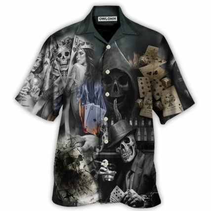 Skull Gambling The Death Game Begin - Hawaiian Shirt - Owl Ohh for men and women, kids - Owl Ohh