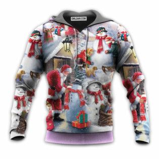 Christmas Santa Claus Build Snowman Gift For You - Hoodie - Owl Ohh - Owl Ohh