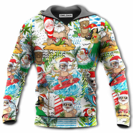 Christmas Santa Aloha Beach Vibe - Hoodie - Owl Ohh - Owl Ohh