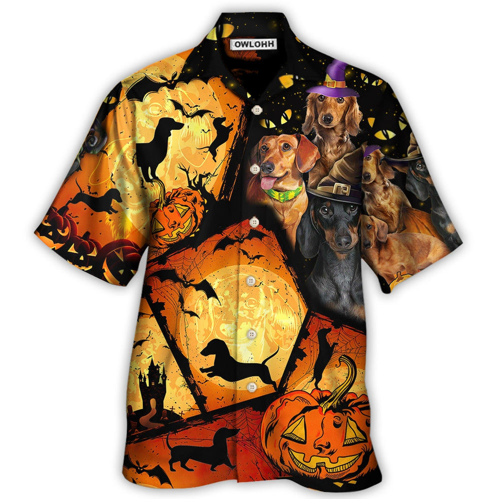 Halloween Dachshund Pumpkin Scary - Hawaiian Shirt - Owl Ohh for men and women, kids - Owl Ohh