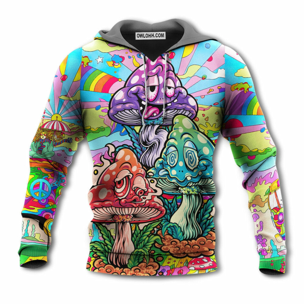 Hippie Mushroom Colorful Hippie Happy Life - Hoodie - Owl Ohh - Owl Ohh