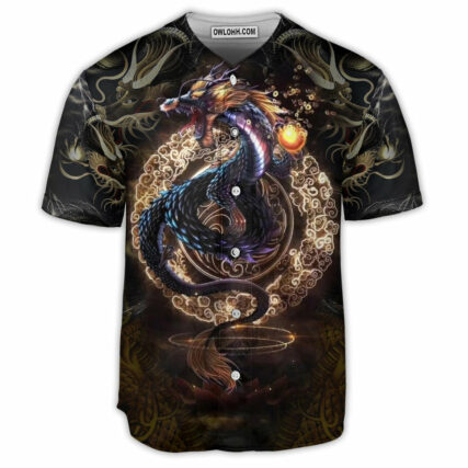 Dragon Golden Japanese Dragon - Baseball Jersey - Owl Ohh - Owl Ohh