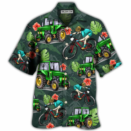 Tractor I Like Tractors And Mountain Biking Style - Hawaiian Shirt - Owl Ohh - Owl Ohh