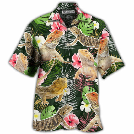 Bearded Dragon Tropical Leaf - Hawaiian Shirt - Owl Ohh - Owl Ohh