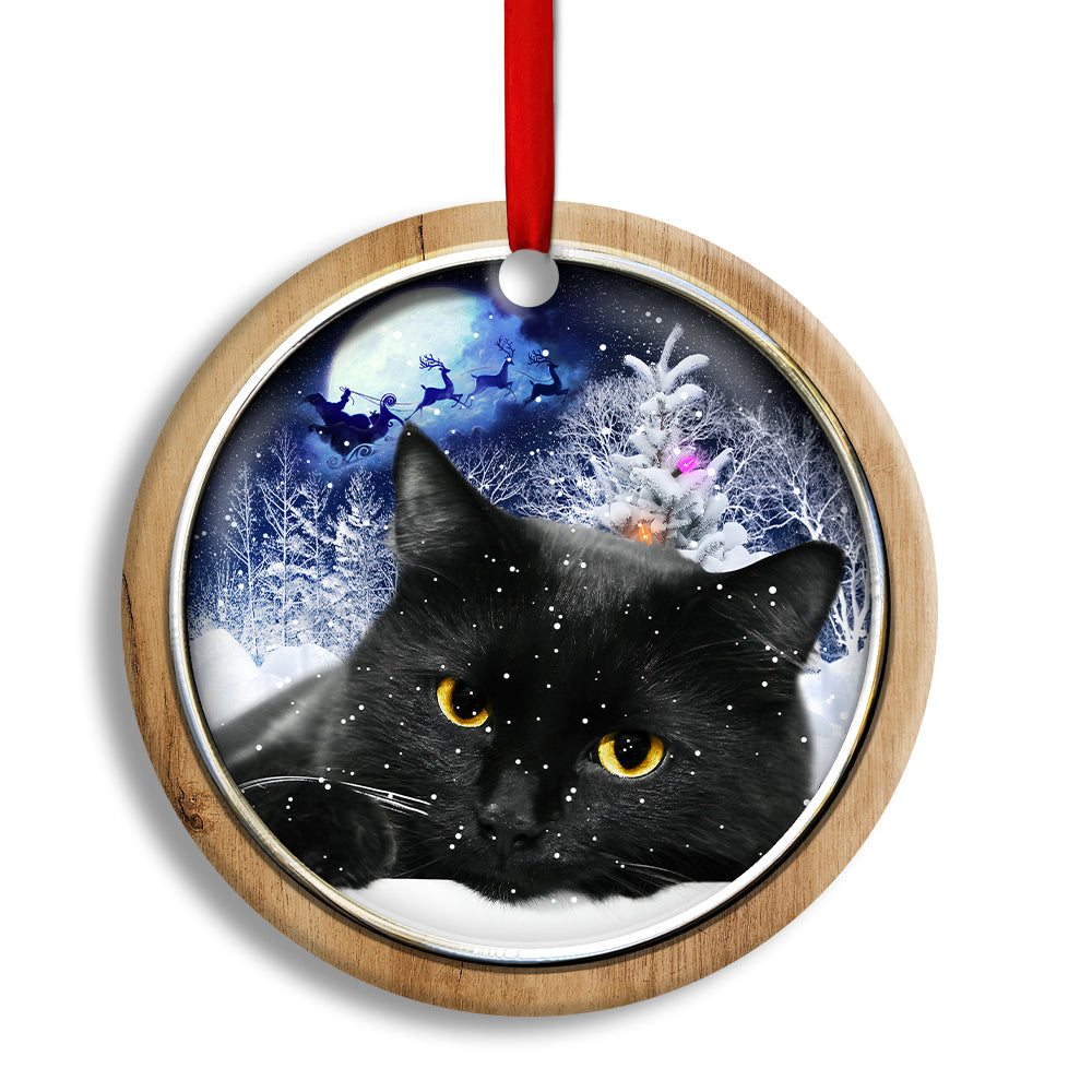 Christmas Black Cat Love Xmas Light Decor Tree Hanging - Circle Ornament - Owl Ohh - Owl Ohh