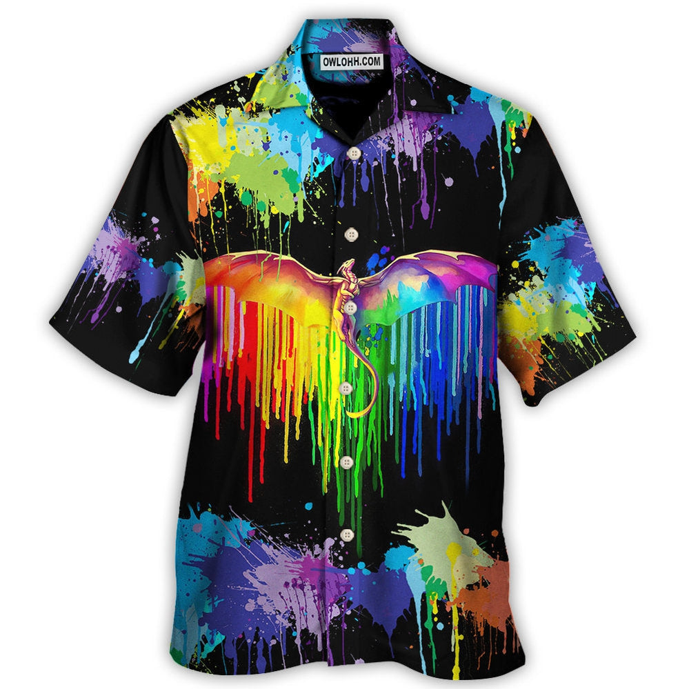 LGBT Pride Dragon The Color Of Happiness - Hawaiian Shirt - Owl Ohh - Owl Ohh