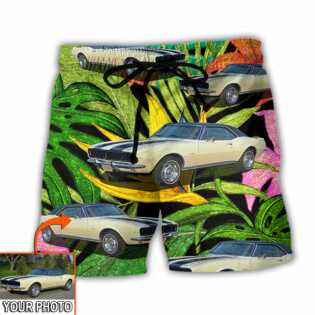 Car Camaro Car Classic Style Tropical Flower Custom Photo - Beach Short - Owl Ohh - Owl Ohh